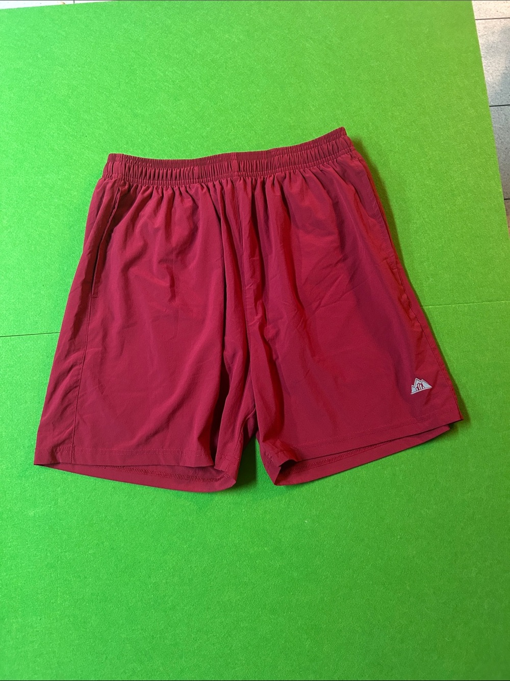Men Large Peak Velocity Hybrid Running Shorts Red Lined Drawstring Elastic 5”